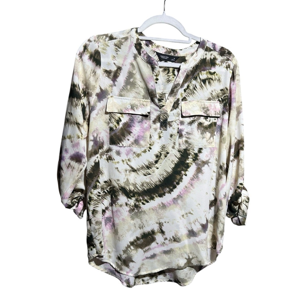 Simply Vera Vera Wang Roll Tab Pop Over Blouse with Pockets Women's Size M